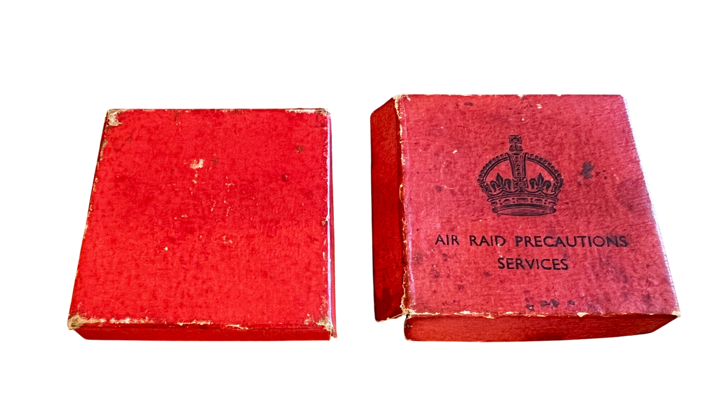WW2 Silver ARP (Air Raid Precautions) Badge with Original Box