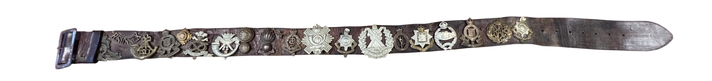 WW2 British Army Souvenir "Hate" Belt – 1903 Pattern Leather - 20 Insignia