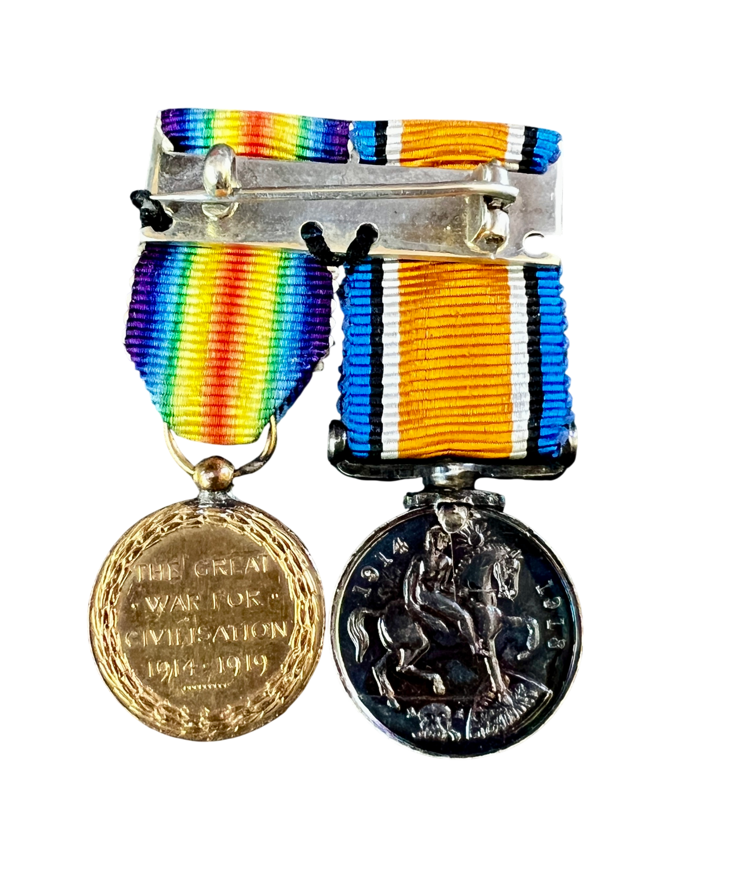 WWW1 British War Medal and Victory Medal pair to Lieut S. C. H. Bent w/ Miniatures & Boxes