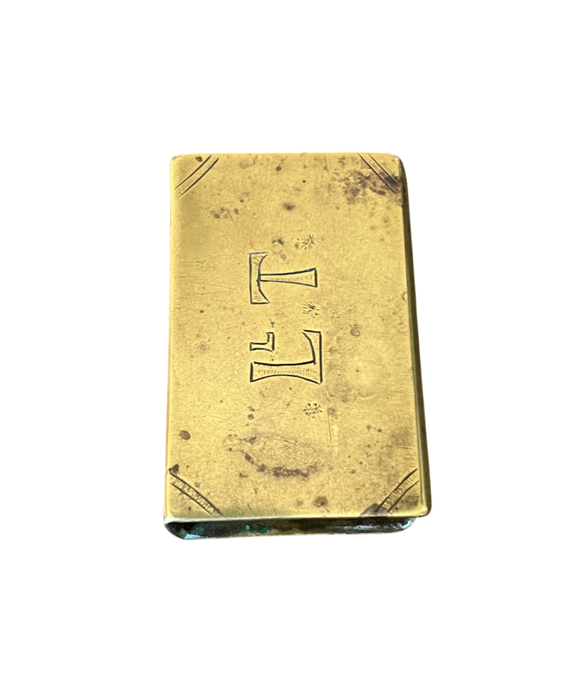 Authentic WWI South Wales Borderers (SWB) Brass Trench Art Matchbox Cover & Period Matchbox