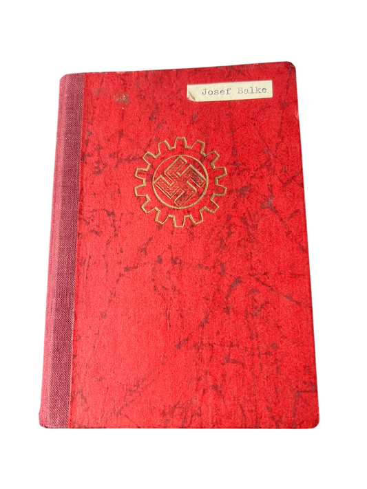 WWII German DAF Membership Book (Mitgliedsbuch) for Josef Balke (1936–1944)