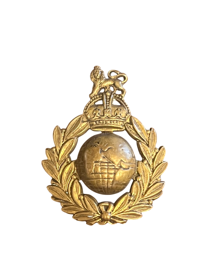 WW2 British Royal Marines OR's Brass Cap Badge