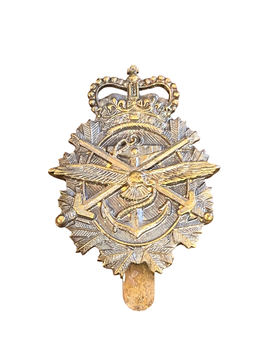 Vintage Canadian Armed Forces Tri-Service Cap Badge - Queen’s Crown (QEII)
