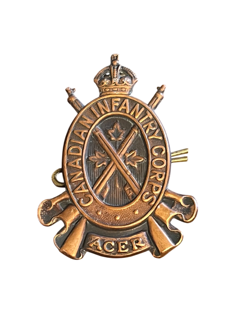 Original WWII Canadian Infantry Corps "ACER" Cap Badge – King's Crown