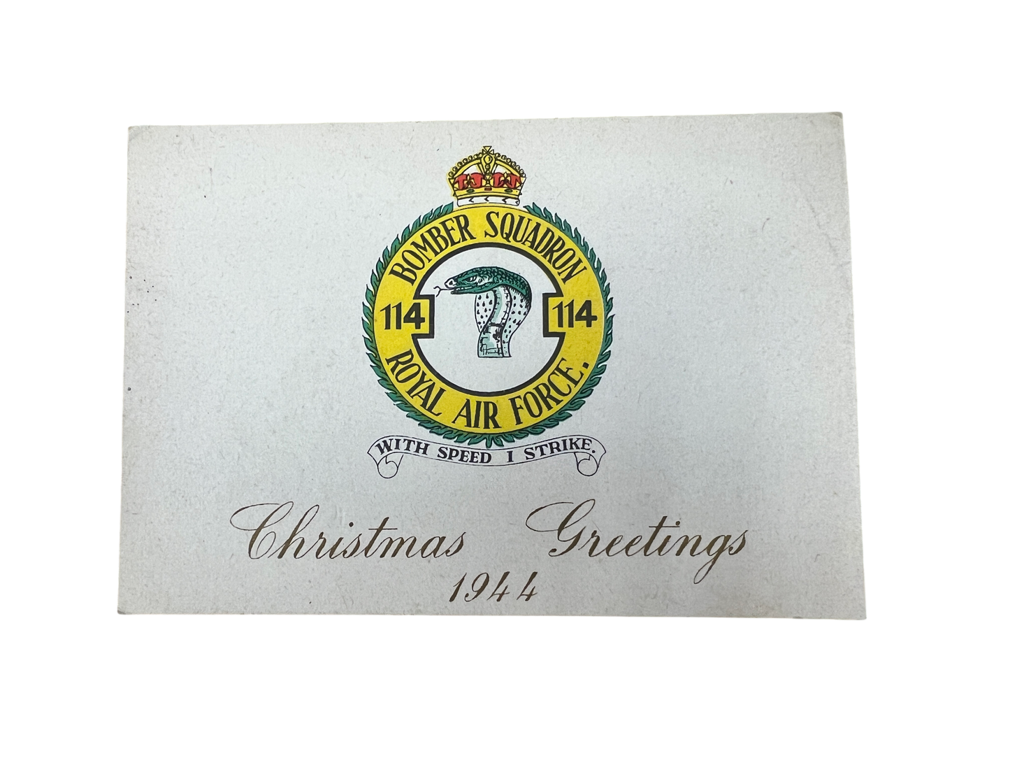 1944 Dated Christmas Card from 114 (Hong Kong) Squadron Royal Air Force