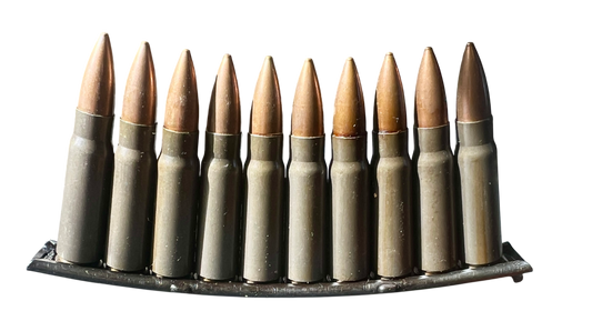 10 x Inert Soviet 7.62 x 39mm Rounds on Stripper Clip for the AK-47/SKS