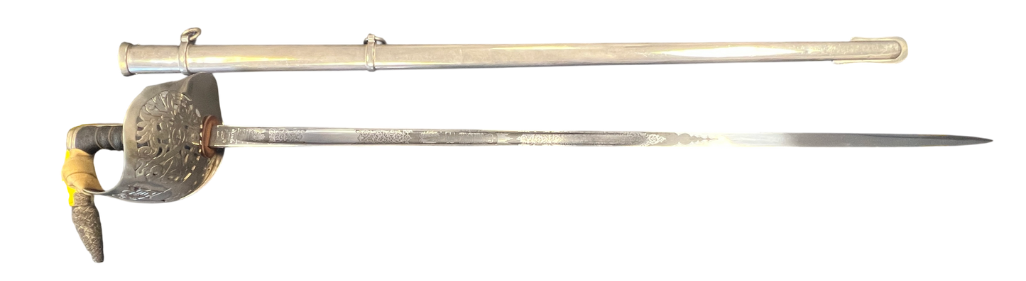 1965 Wilkinson British 1897 Pattern Infantry Officer's Sword – RAOC Etched, Complete w/ Scabbard & Knot