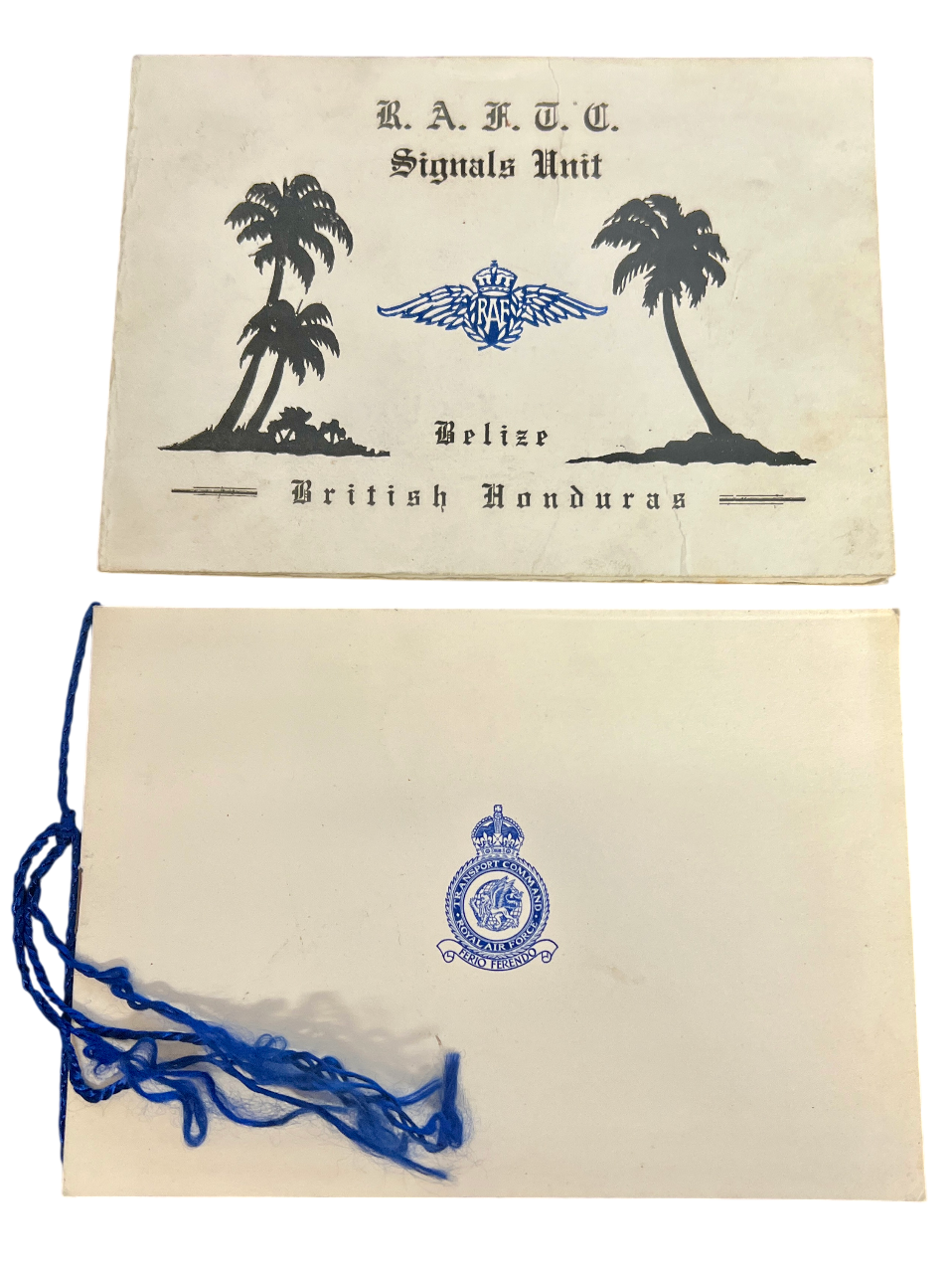 1945 Dated Christmas Card & Dinner Menu with Signatures from the R.A.F.T.C. Signals Unit, Belize, British Honduras