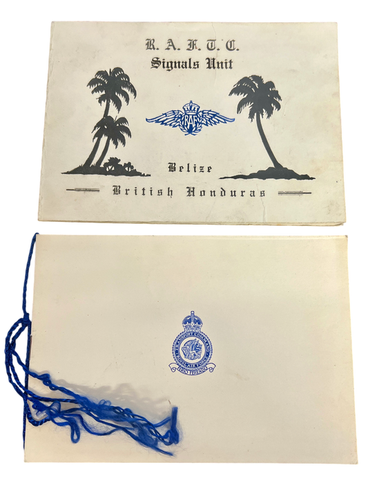 1945 Dated Christmas Card & Dinner Menu with Signatures from the R.A.F.T.C. Signals Unit, Belize, British Honduras