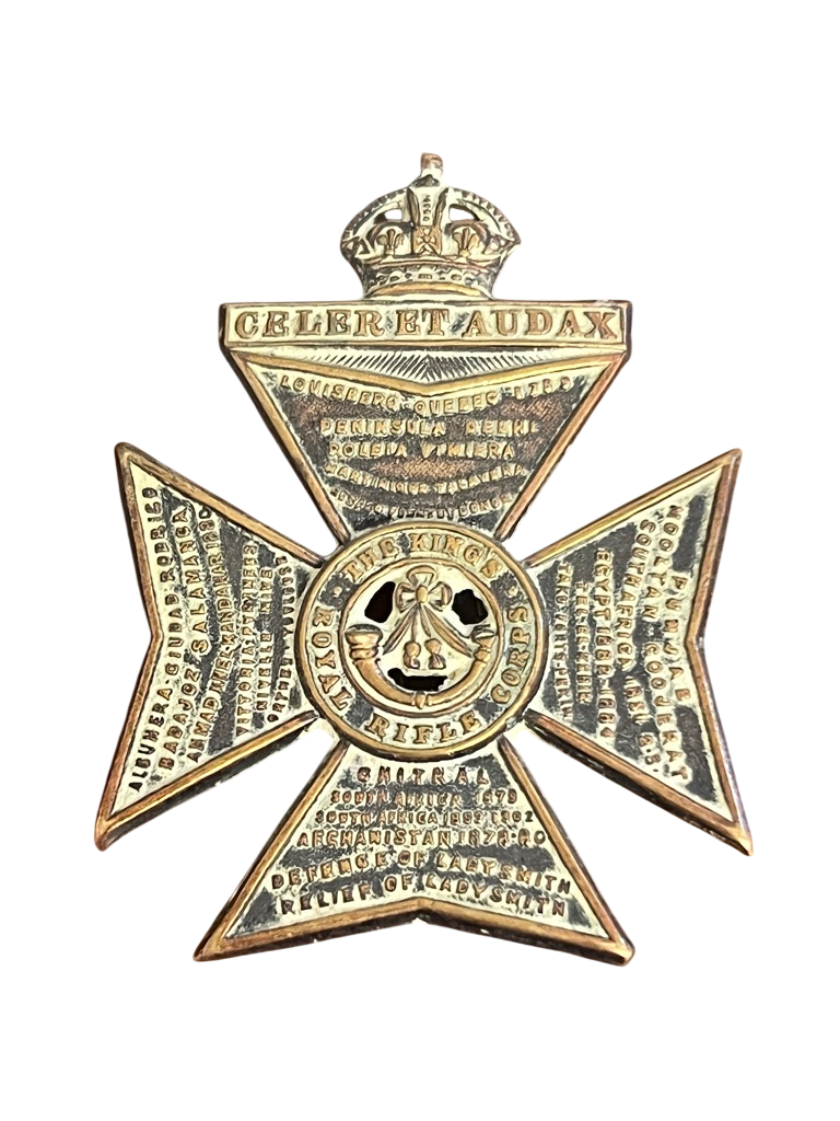 WW1 / WW2 British Army King's Royal Rifle Corps (KRRC) Cap Badge