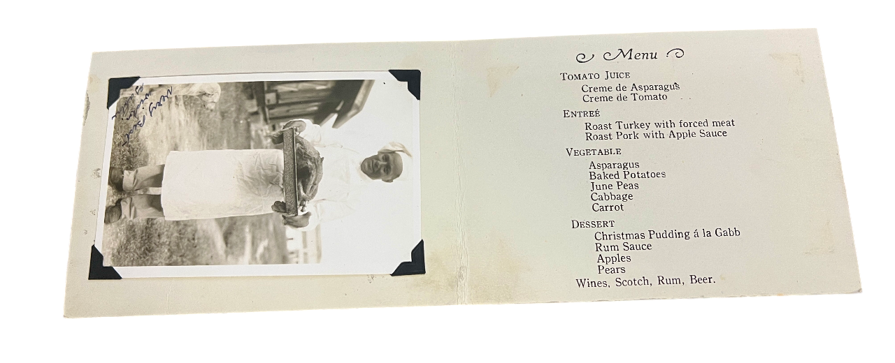 1945 Dated Christmas Card & Dinner Menu with Signatures from the R.A.F.T.C. Signals Unit, Belize, British Honduras