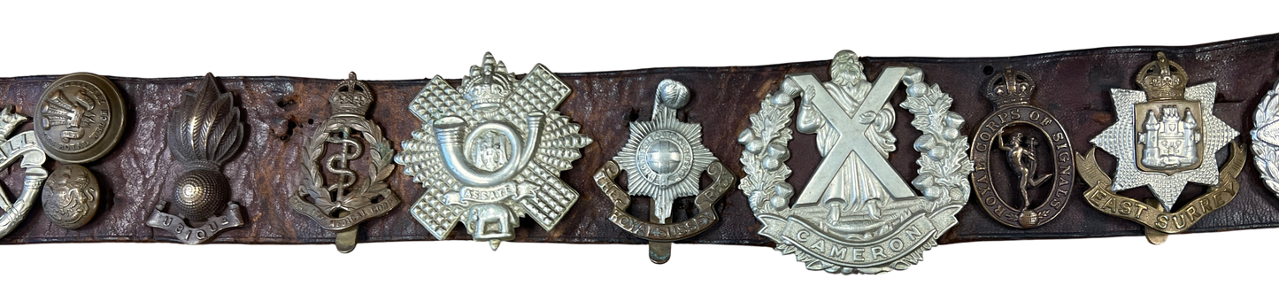 WW2 British Army Souvenir "Hate" Belt – 1903 Pattern Leather - 20 Insignia