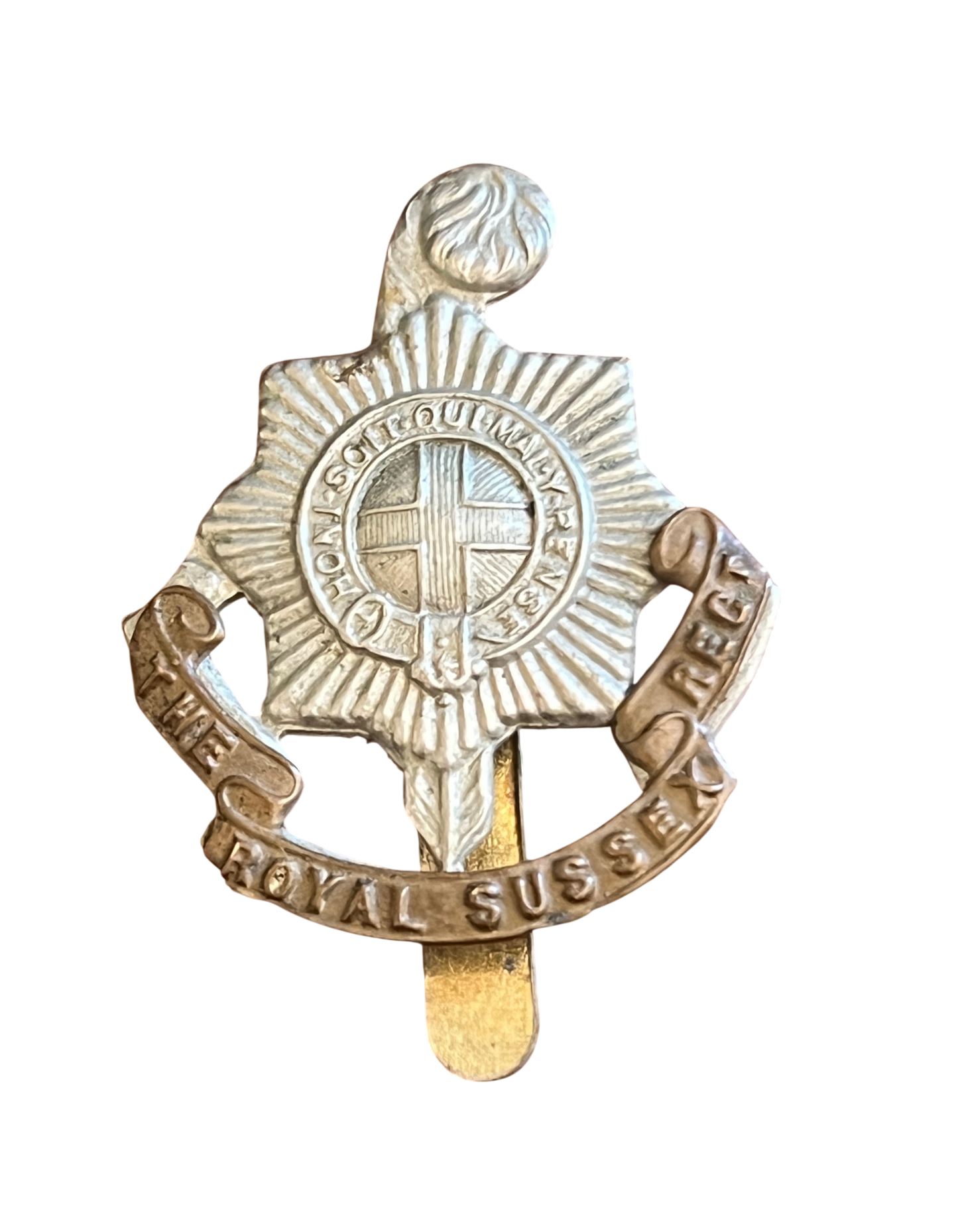 WWI Royal Sussex Regiment Cap Badge - Rare LAMBOURNE & CO BIRMINGHAM Stamped
