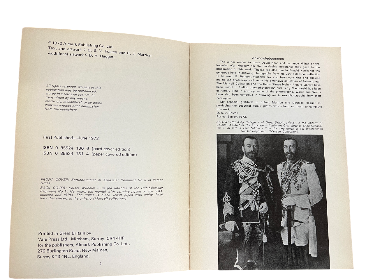 Cuirassiers and Heavy Cavalry: Dress Uniforms of the German Imperial Cavalry, 1900-1914 by D. S. V. Fosten