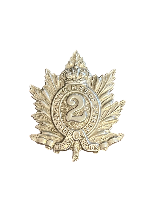 WWII Era Canadian Queen's Own Rifles (QOR) Cap Badge - 2nd Battalion