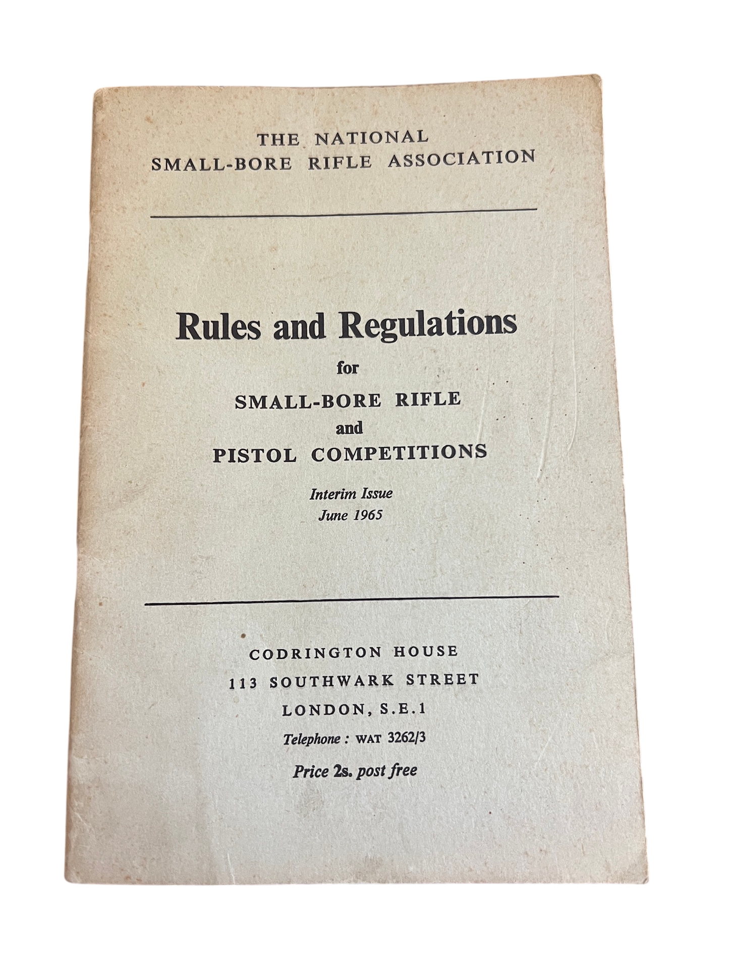 Vintage "Rules and Regulations for Small-Bore Rifle and Pistol Competitions" - 1965 - NSRA