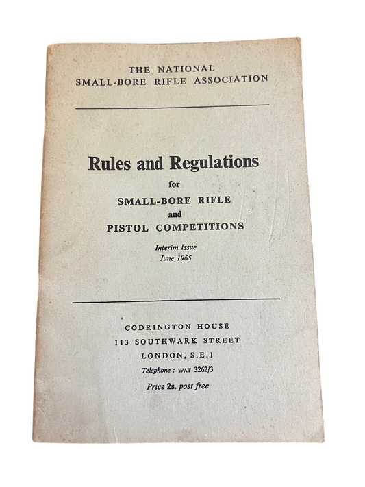Vintage "Rules and Regulations for Small-Bore Rifle and Pistol Competitions" - 1965 - NSRA