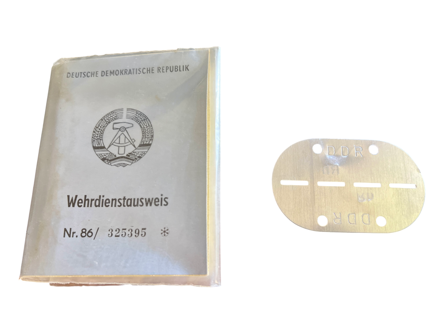 Cold War Era Blank/Un-issued East German NVA ID Card and Dog Tags