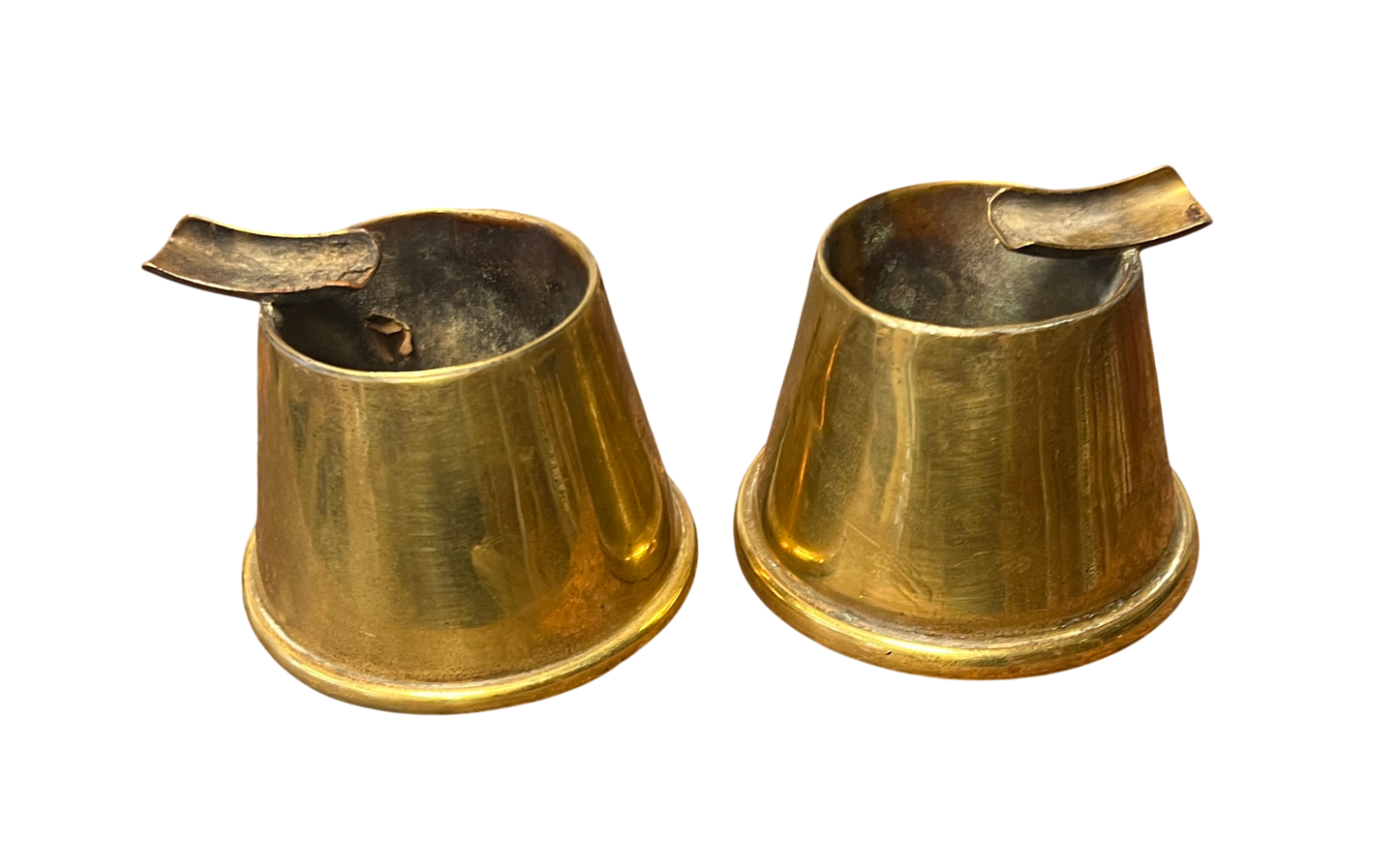 Pair of WWI British Royal Artillery Trench Art Brass Ashtrays