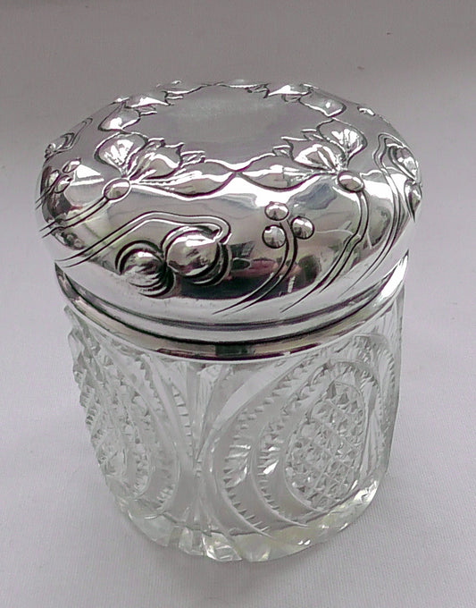 Silver Topped Art Nouveau Jar - dates 1902 - James Dixon & Sons