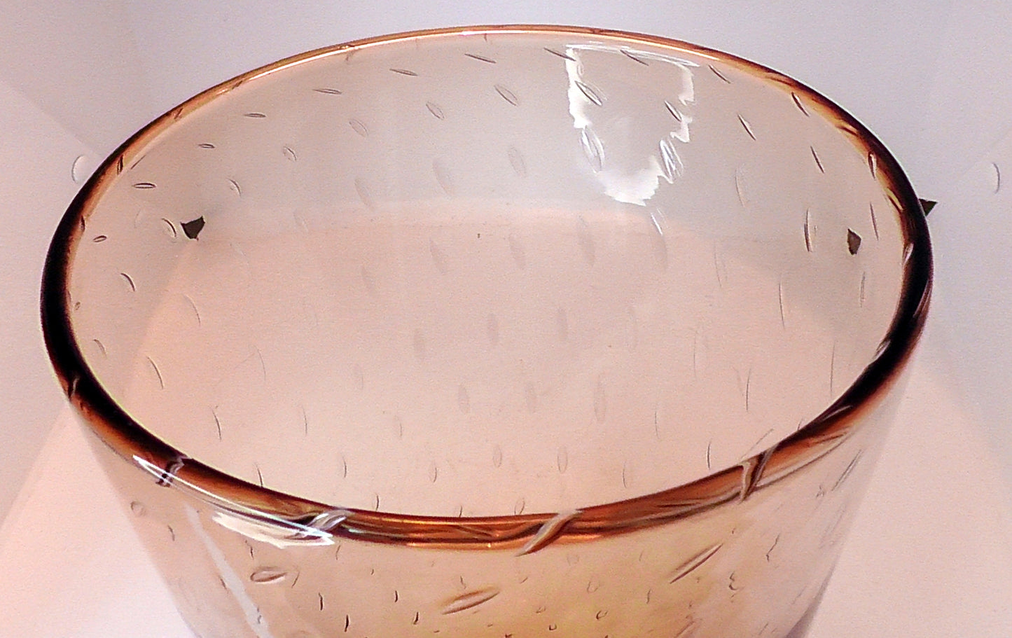 Thomas Webb Amber Controlled Bubble Vase Circa 1930's 9 Inches Tall