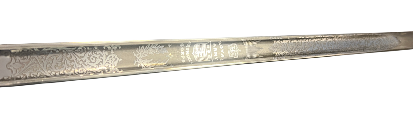 1965 Wilkinson British 1897 Pattern Infantry Officer's Sword – RAOC Etched, Complete w/ Scabbard & Knot