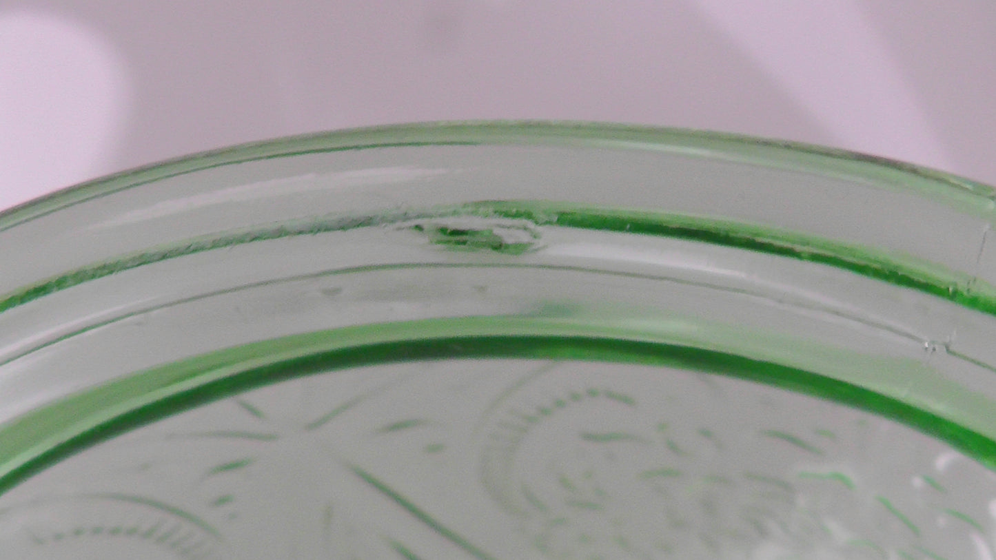 Vintage Hazel Atlas Royal Lace Uranium Glass Biscuit/Cookie Jar