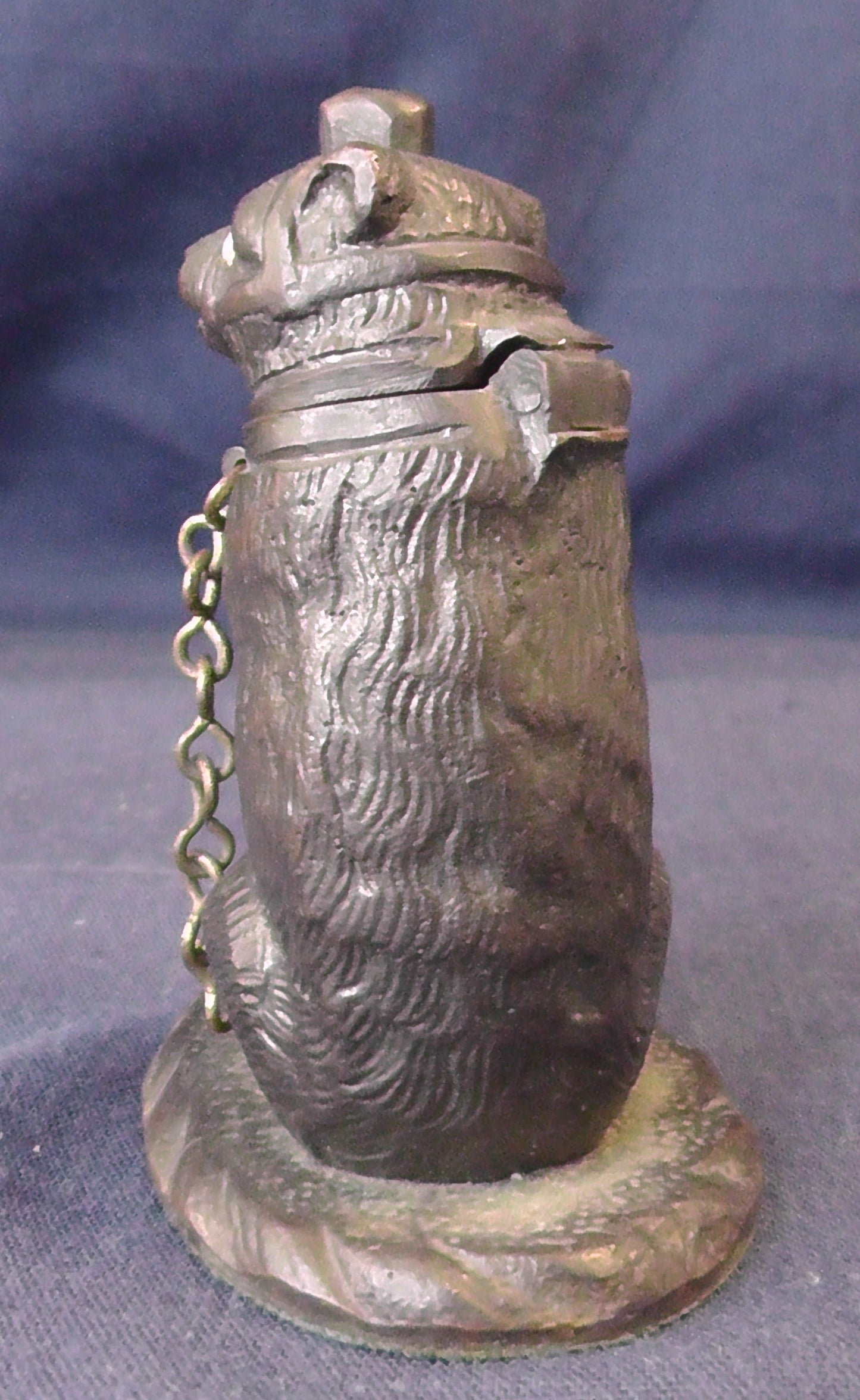 Scarce Victorian Patinated Bronze Go to Bed Bear/Match Safe