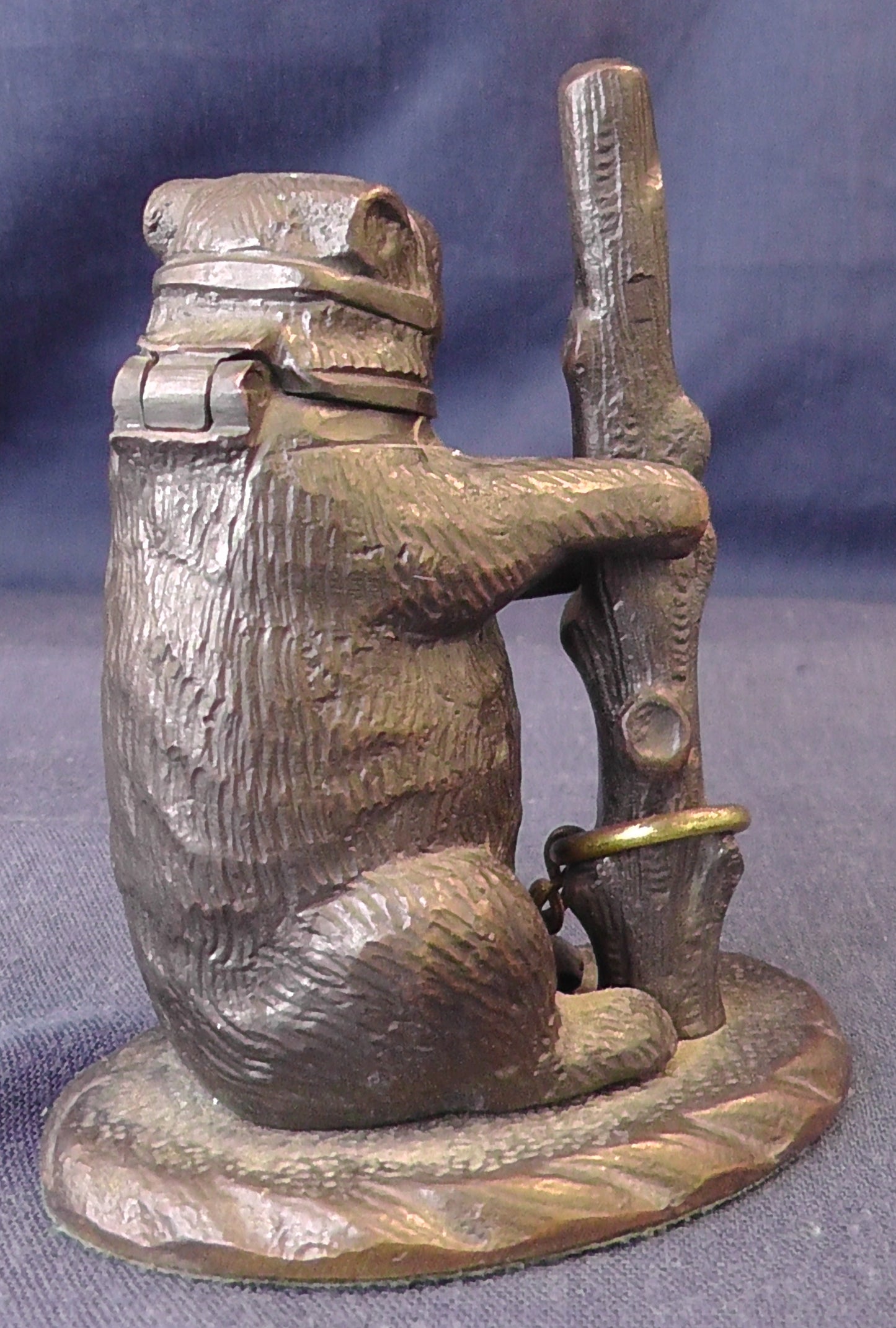 Scarce Victorian Patinated Bronze Go to Bed Bear/Match Safe