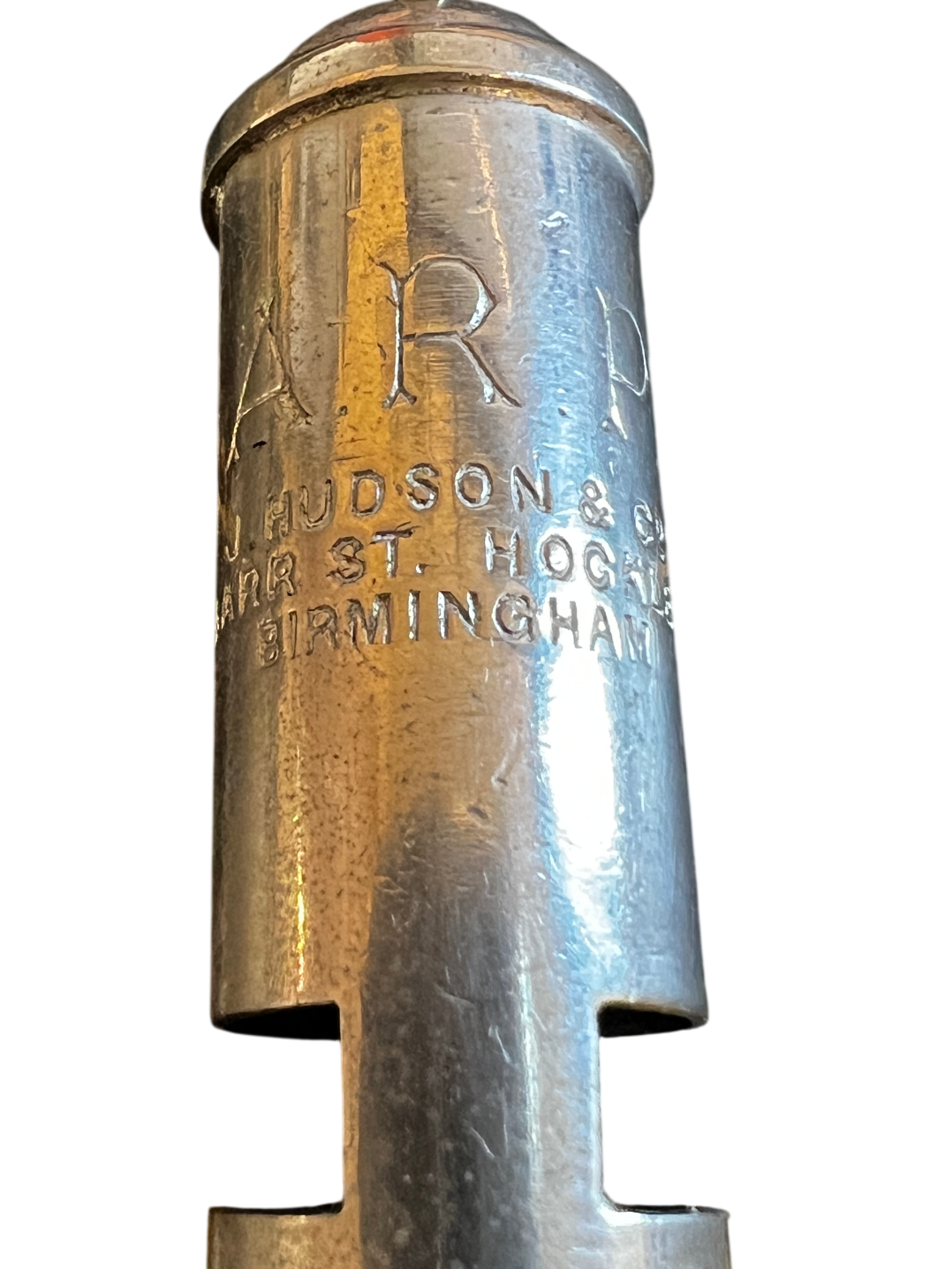British, WWII, ARP Air Raid Precautions Whistle by J. Hudson & Co., Birmingham