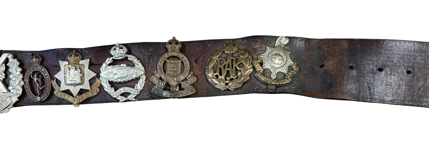 WW2 British Army Souvenir "Hate" Belt – 1903 Pattern Leather - 20 Insignia