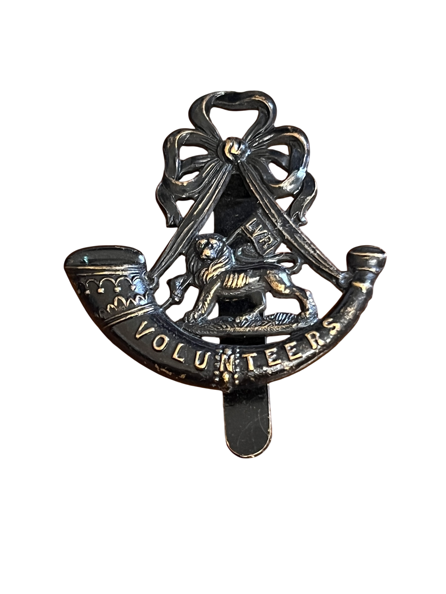WW1 London Volunteer Rifles Cap Badge – Original Blackened Brass VTC Home Force
