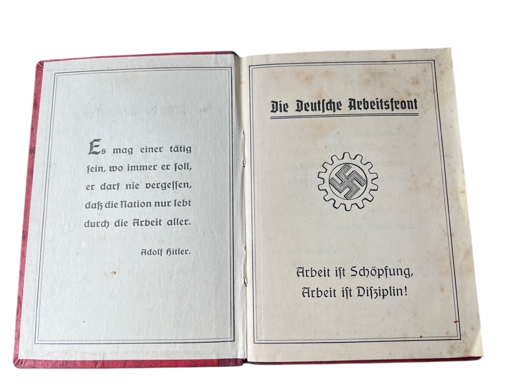 WWII German DAF Membership Book (Mitgliedsbuch) for Josef Balke (1936–1944)