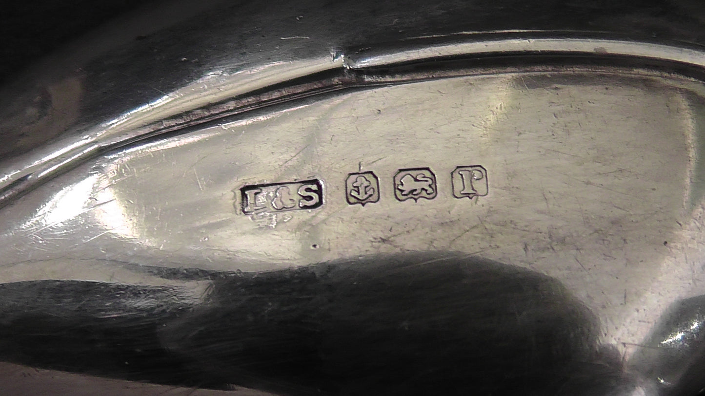 Solid Silver Leaf Caddy Spoon - Levi & Salaman Dates 1916