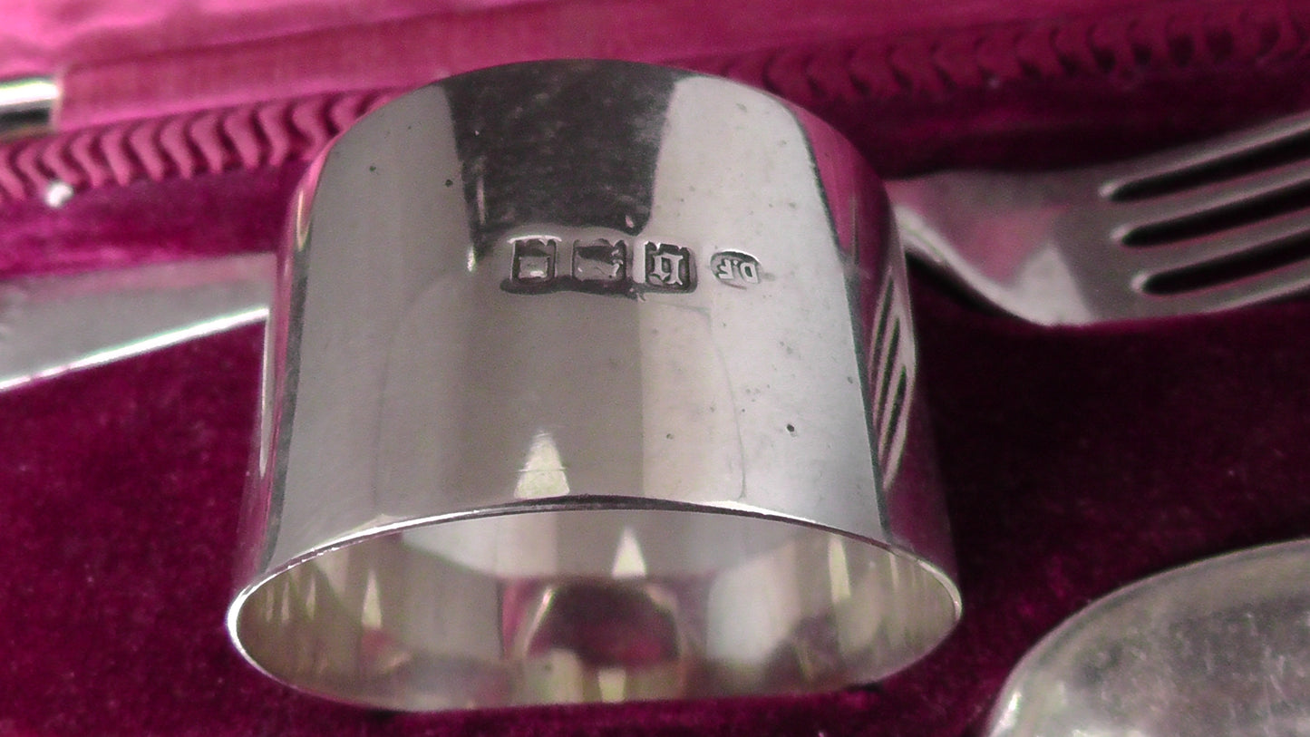 Solid Silver Cased 3 Piece Christening Set dates 1917