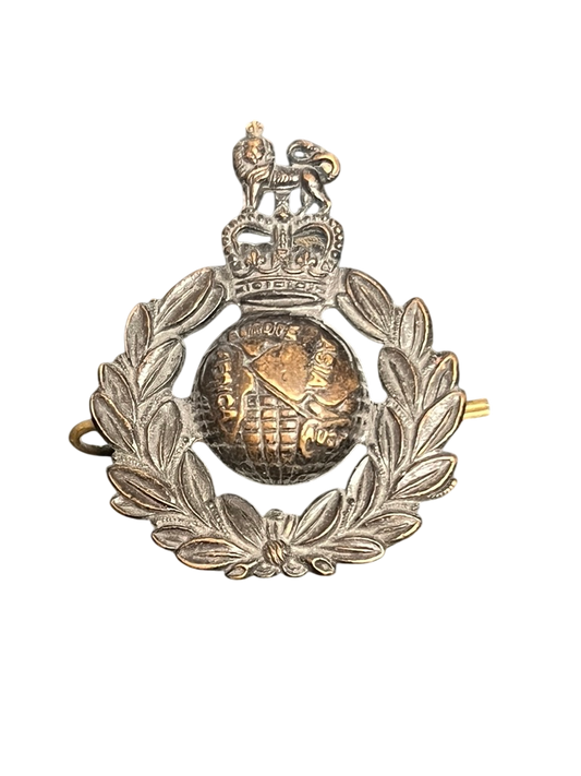 Vintage Queens Crown Bronzed Brass Royal Marines Cap Badge, 1953 - 1964, J. R. Gaunt London