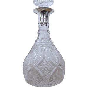 Pair of Silver Rimmed Heavy Cut Glass Decanter dates 1930 Walker & Hall