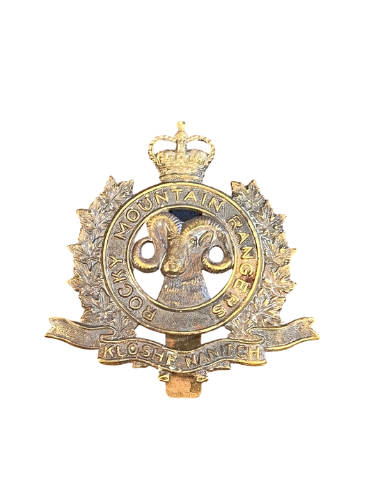 Post-1952 Canadian Army Rocky Mountain Rangers Bi-Metal Cap Badge - J.R. Gaunt B'Ham