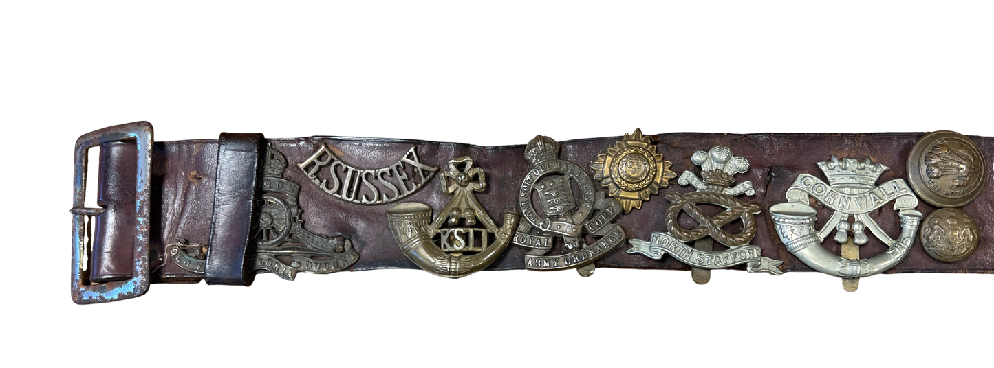 WW2 British Army Souvenir "Hate" Belt – 1903 Pattern Leather - 20 Insignia
