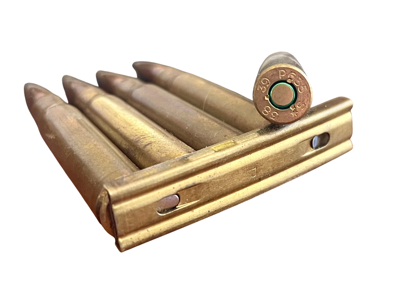 5 x WWII German 8mm Mauser (7.92×57mm) Inert Ammunition on Stripper Clip for the G98/K98k Rifle