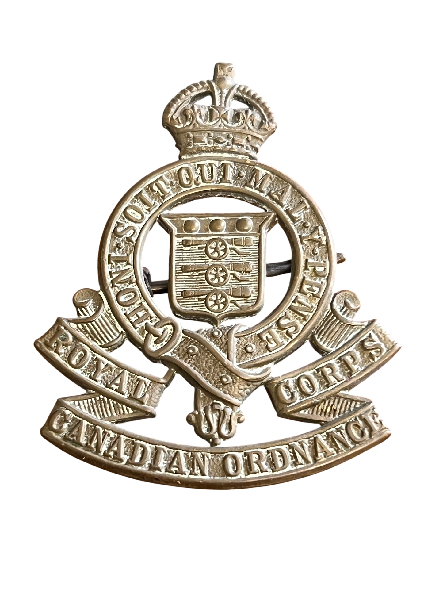 WWII-Era Royal Canadian Ordnance Corps (RCOC) Other Ranks Brass Cap Badge