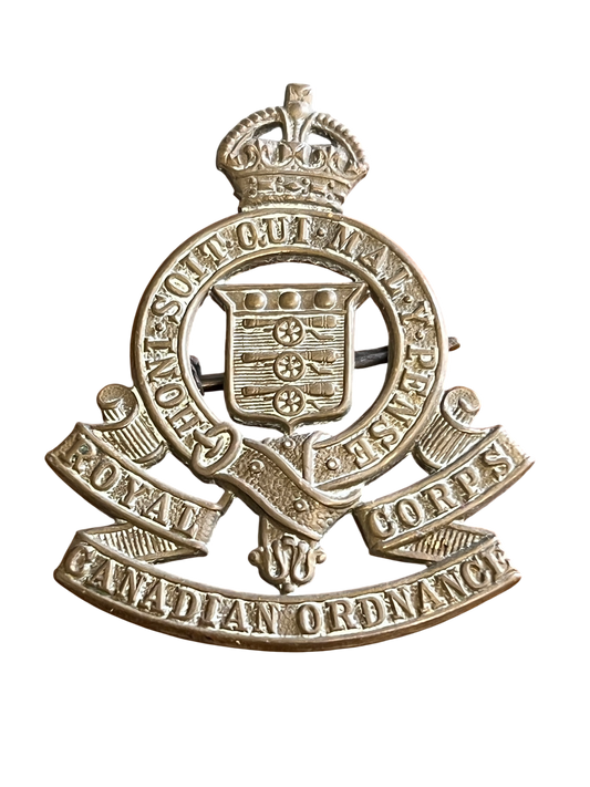 WWII-Era Royal Canadian Ordnance Corps (RCOC) Other Ranks Brass Cap Badge