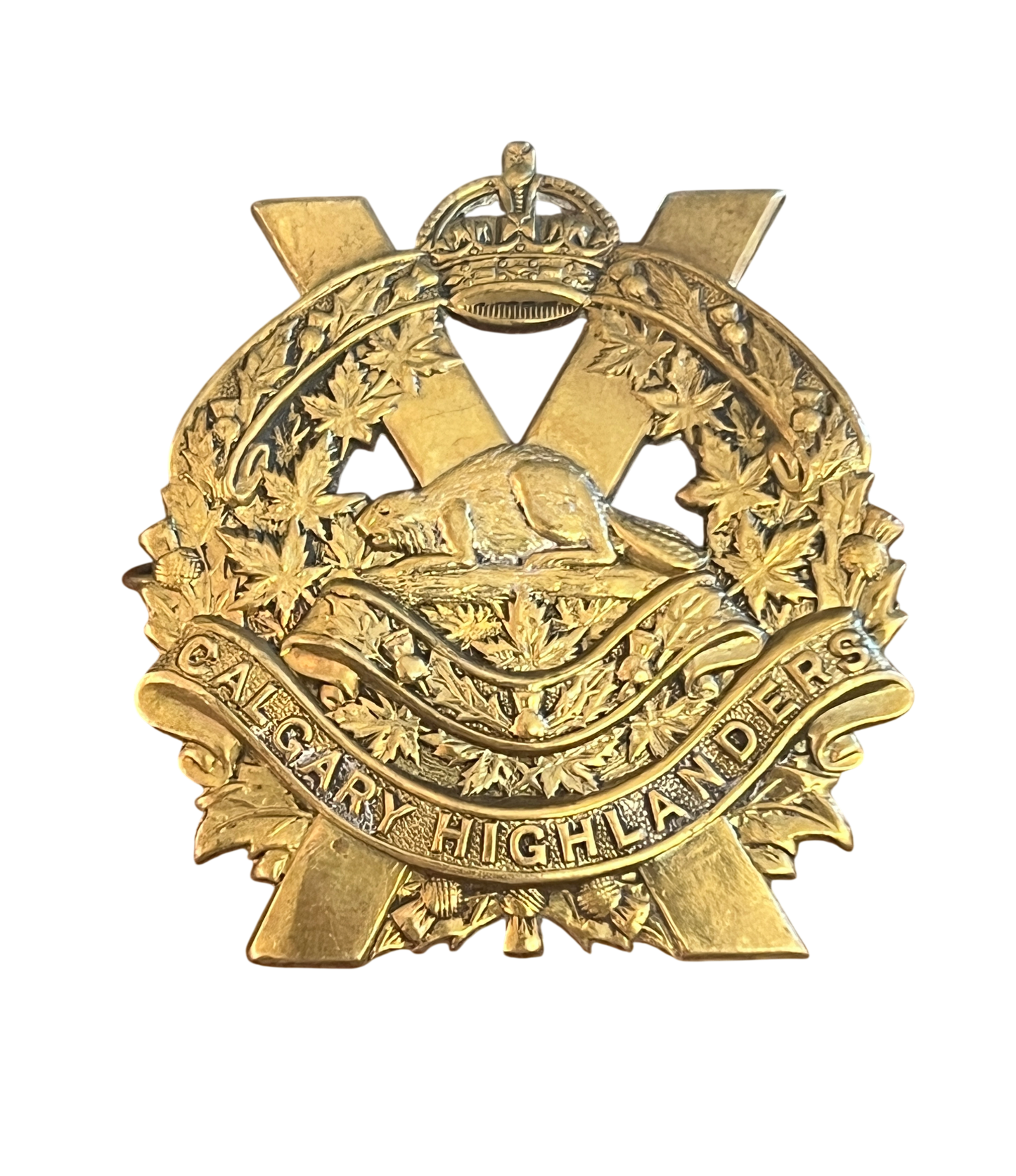 WWII Canadian Calgary Highlanders Brass Cap Badge