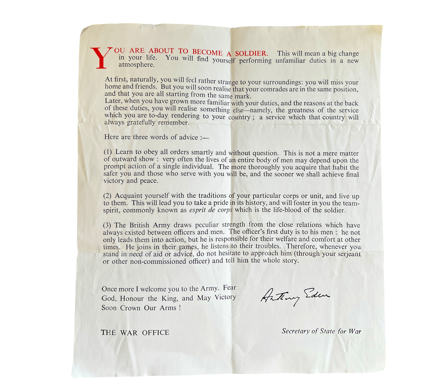 World War II-era Welcome Pamphlet Issued to New Recruit