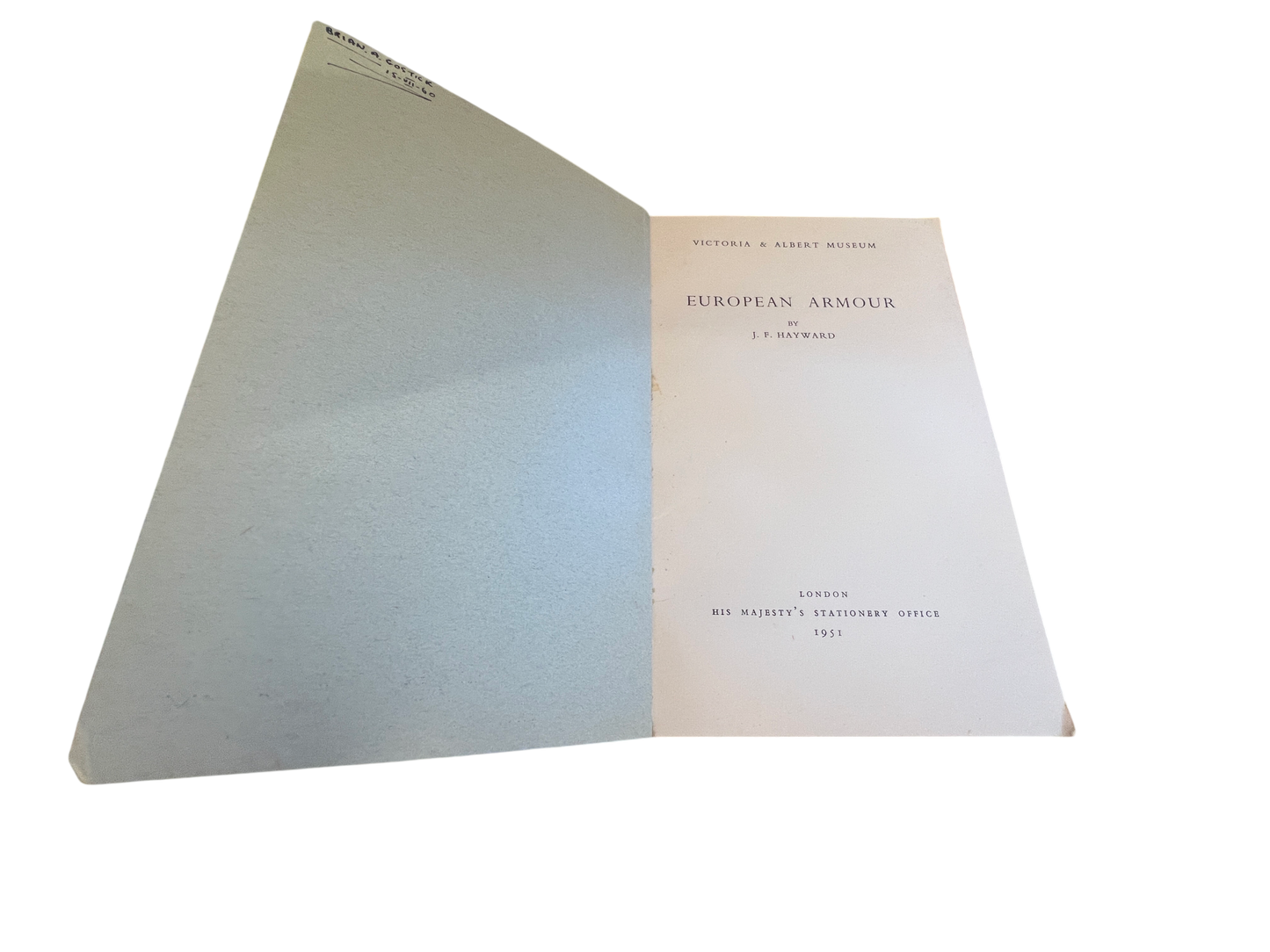 European Armour (1951 First Edition) – V&A Museum Guide – From the Library of Brian A. Gostick