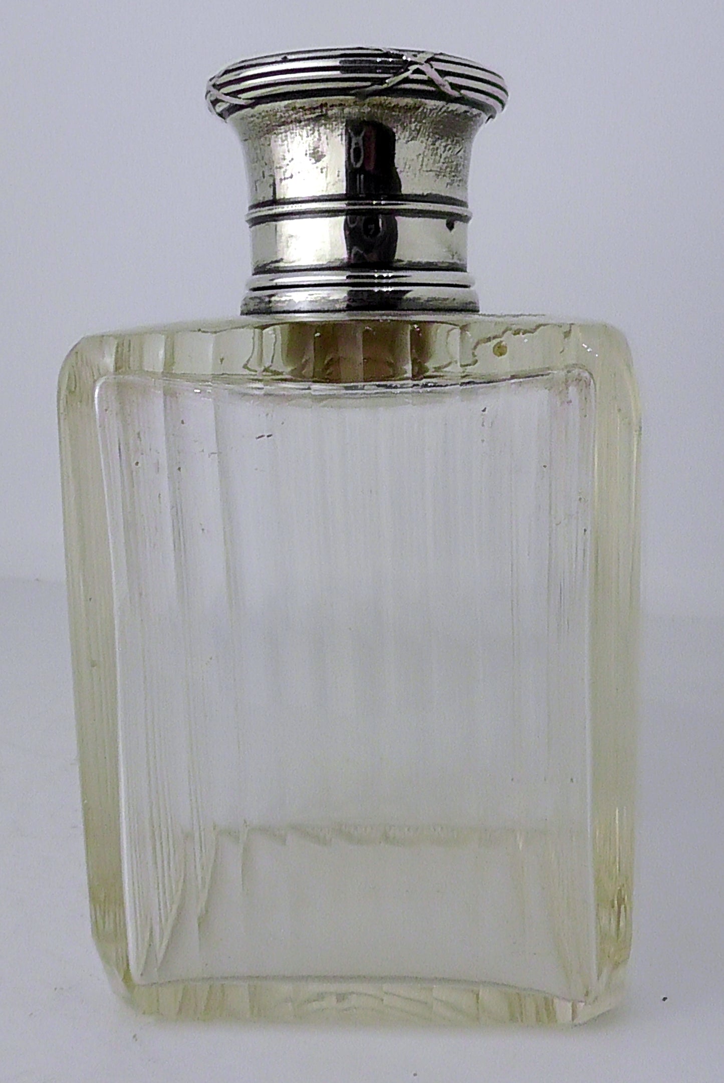 Large French Silver Topped Cut Glass Scent Bottle