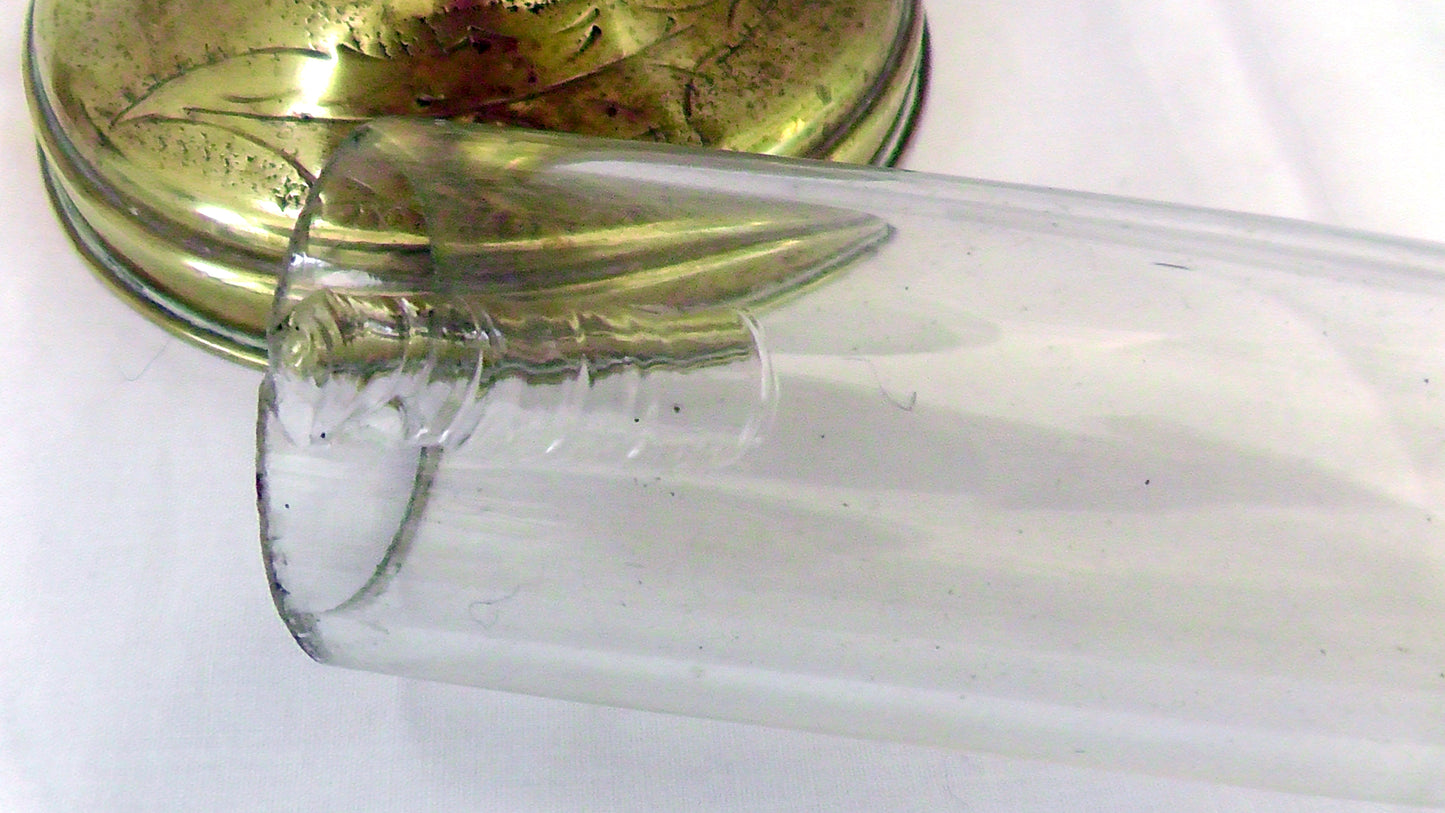 Art Nouveau French Brass Jewelled Shade Oil Lamp