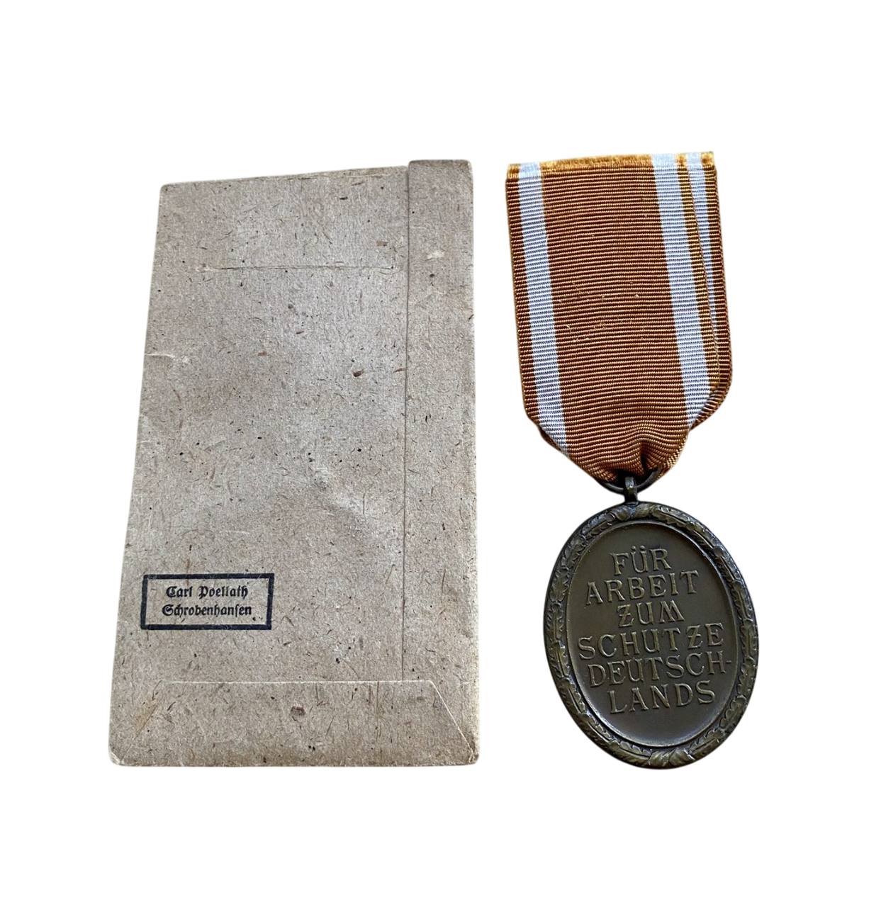 WW2 German West Wall Medal (Deutsches Schutzwall-Ehrenzeichen) with Original Paper Packet