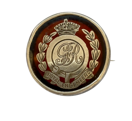 Pre WW2 Royal Engineers Silver on Tortoiseshell Sweetheart Brooch
