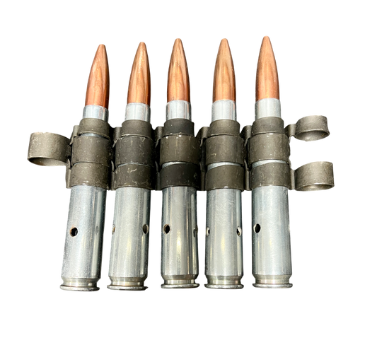 5 x Inert .50 Cal Drill Rounds on link